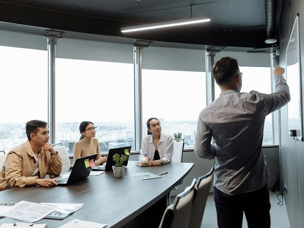 Public sector training session with presentation in a meeting room